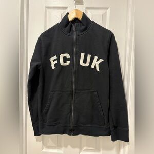 Vintage French Connection Black sweater Mens medium full zip fcuk